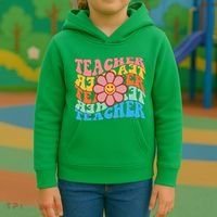 Retro Teacher Sunflower Kids Hoodie thumb 3