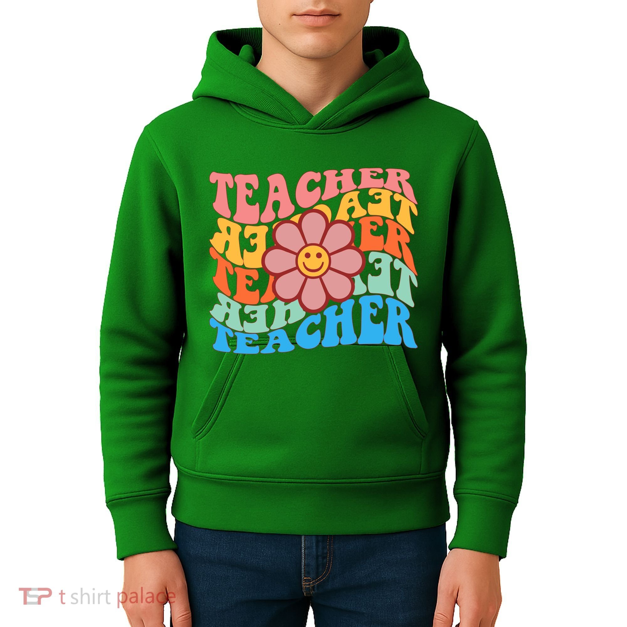 Retro Teacher Sunflower Kids Hoodie