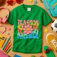 Retro Teacher Sunflower Kids T-Shirt thumb 3