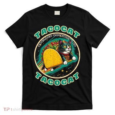 Retro Tacocat Spelled Backward Is Tacocat Funny Cat T-Shirt