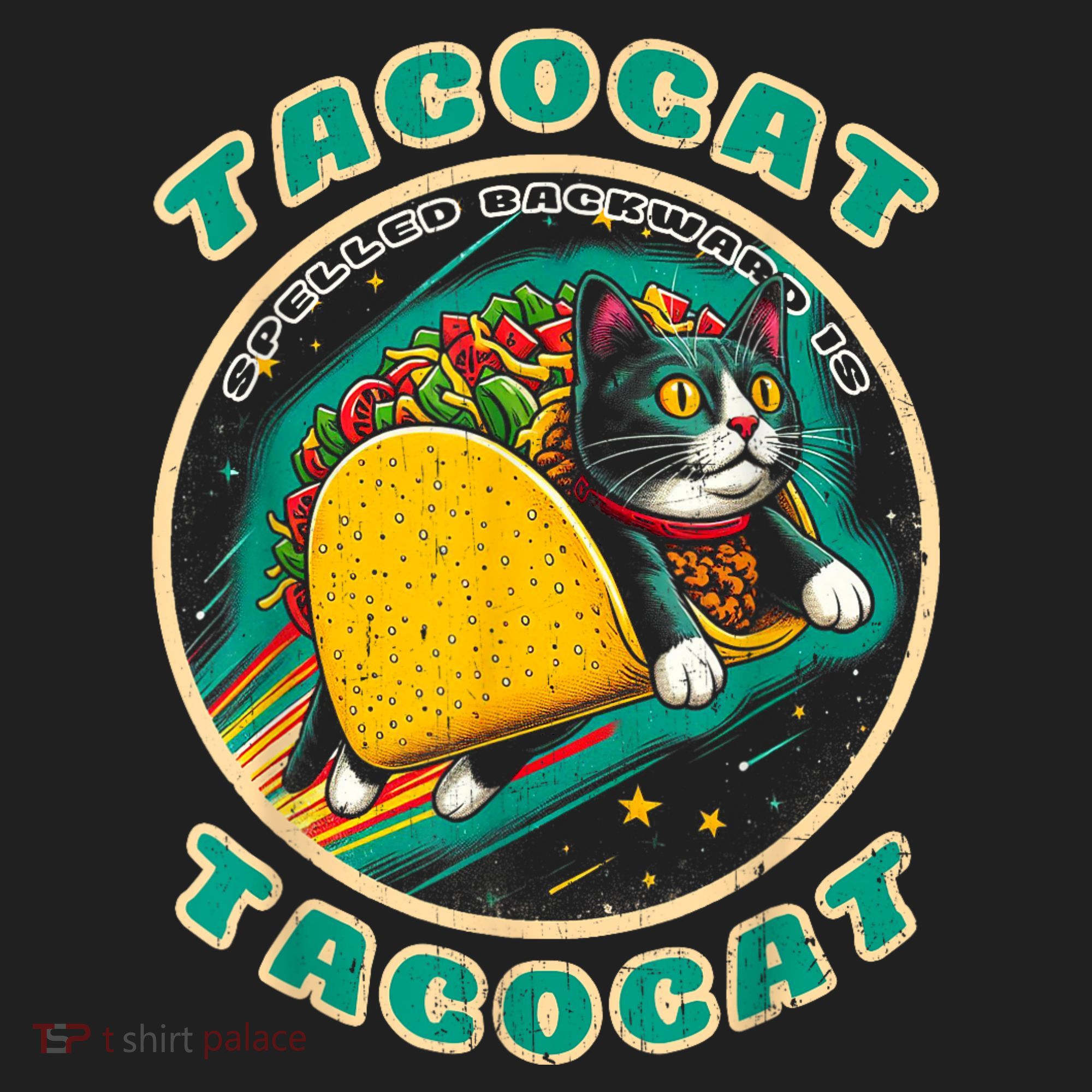 Retro Tacocat Spelled Backward Is Tacocat Funny Cat Beanie