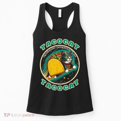 Retro Tacocat Spelled Backward Is Tacocat Funny Cat Women's Tank Top