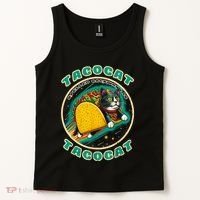 Retro Tacocat Spelled Backward Is Tacocat Funny Cat Tank Top thumb 2