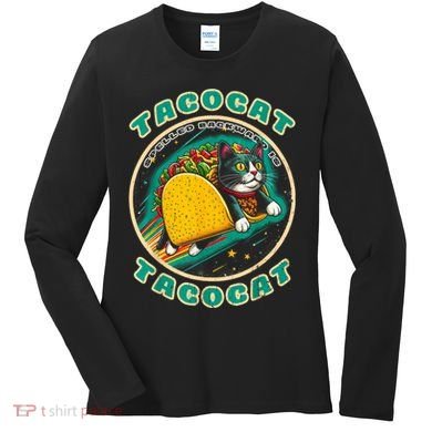 Retro Tacocat Spelled Backward Is Tacocat Funny Cat Women's Long Sleeve Shirt
