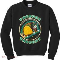 Retro Tacocat Spelled Backward Is Tacocat Funny Cat Kids Sweatshirt thumb 0