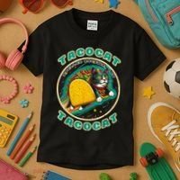 Retro Tacocat Spelled Backward Is Tacocat Funny Cat Kids T-Shirt thumb 3