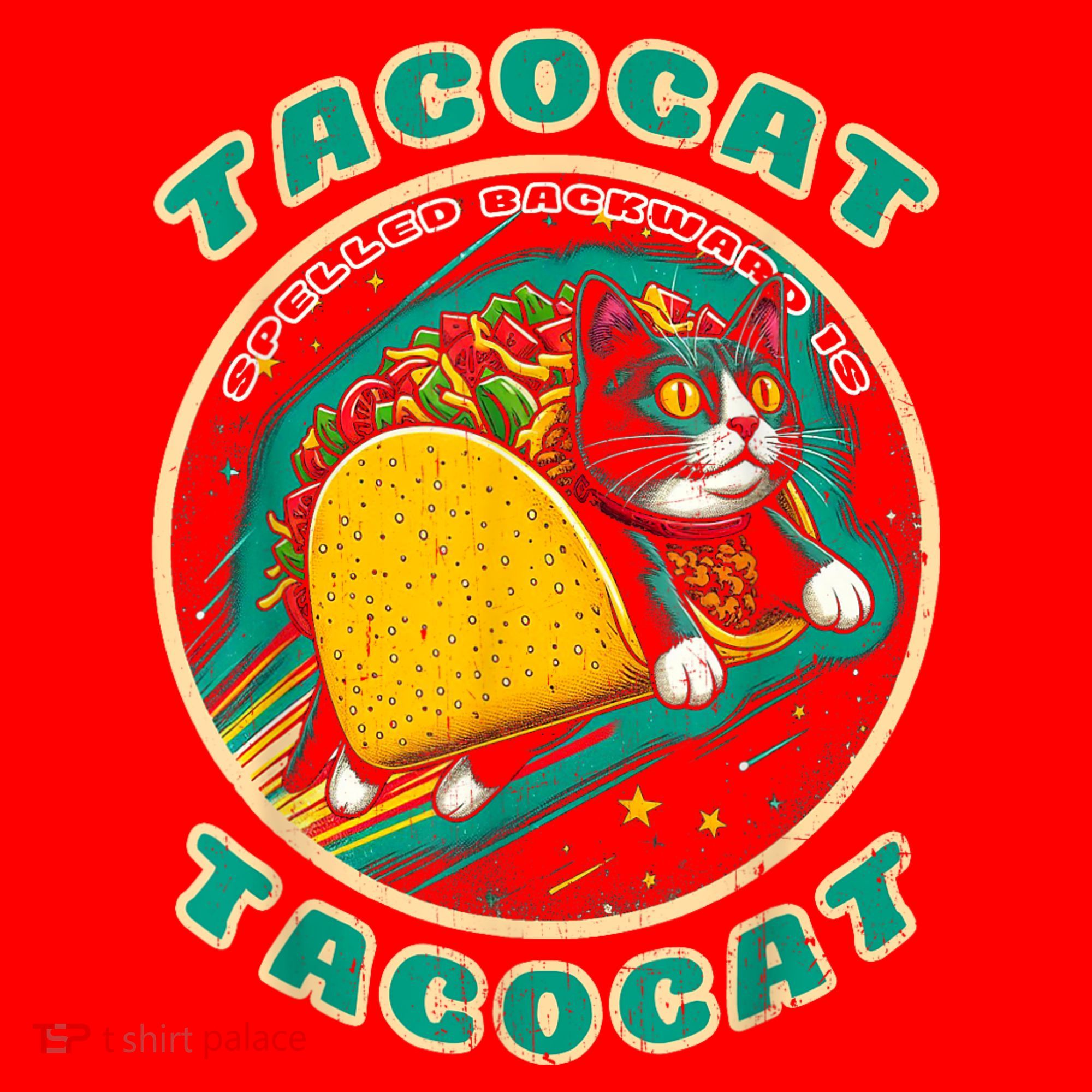 Retro Tacocat Spelled Backward Is Tacocat Funny Cat Santa Hat
