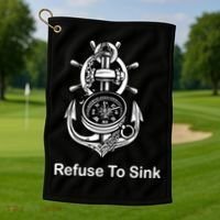 Refuse To Sink Anchor Unisex And With Sayings Gift Golf Towel thumb 1