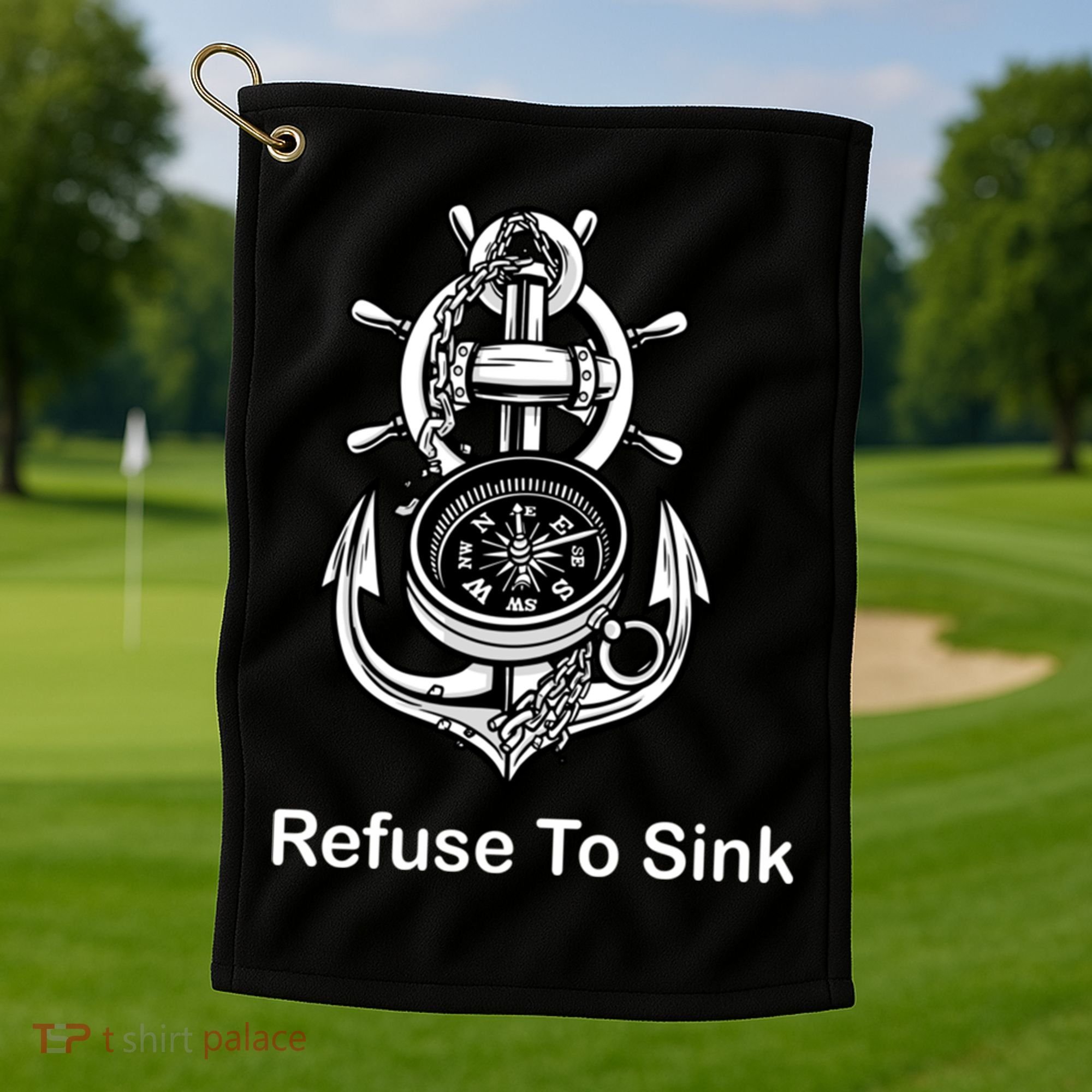 Refuse To Sink Anchor Unisex And With Sayings Gift Golf Towel