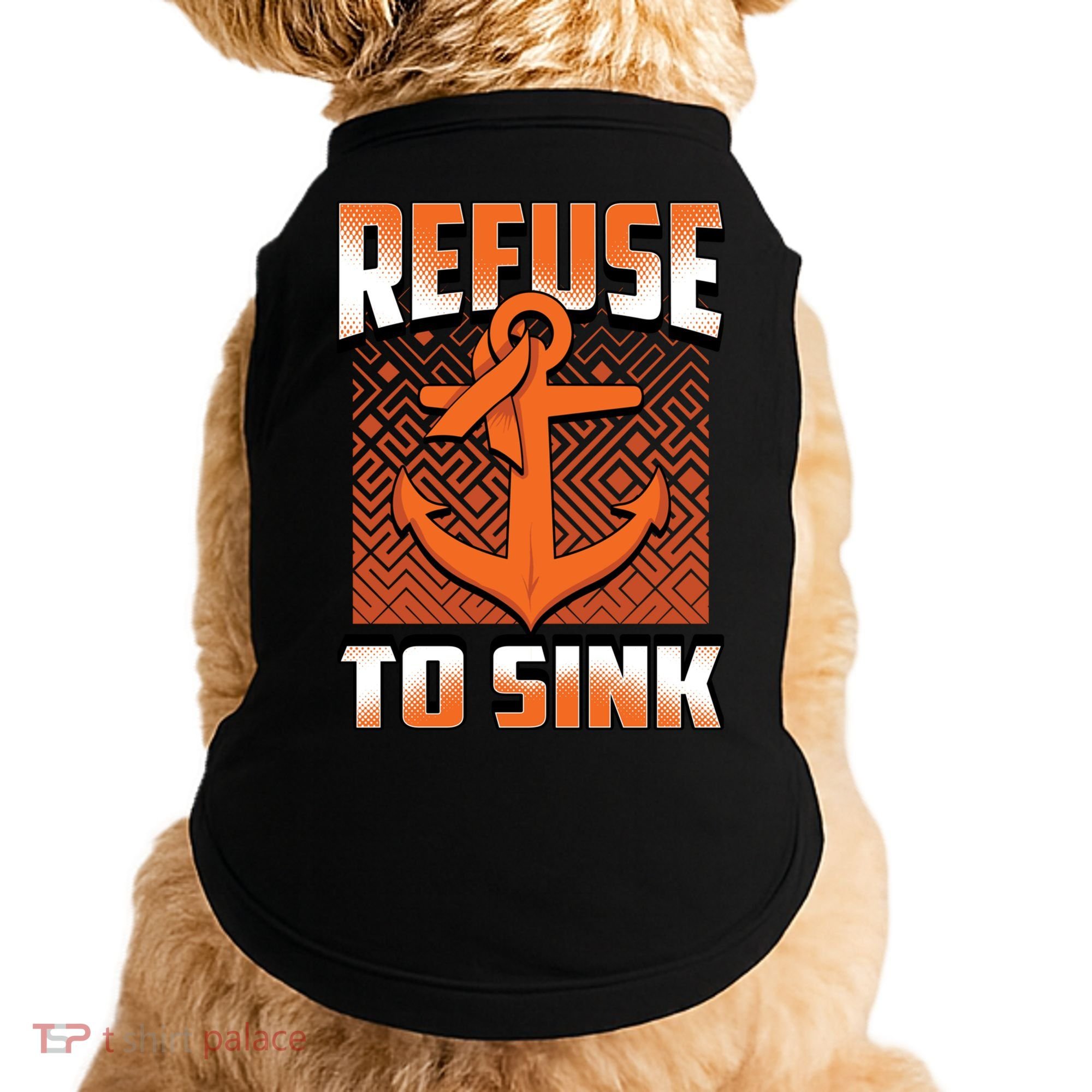 Refuse To Sink Leukemia Cancer Awareness Ribbon Funny Gift Doggie Tank