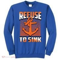 Refuse To Sink Leukemia Cancer Awareness Ribbon Funny Gift Sweatshirt thumb 0