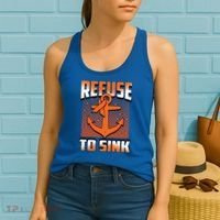 Refuse To Sink Leukemia Cancer Awareness Ribbon Funny Gift Women's Tank Top thumb 2