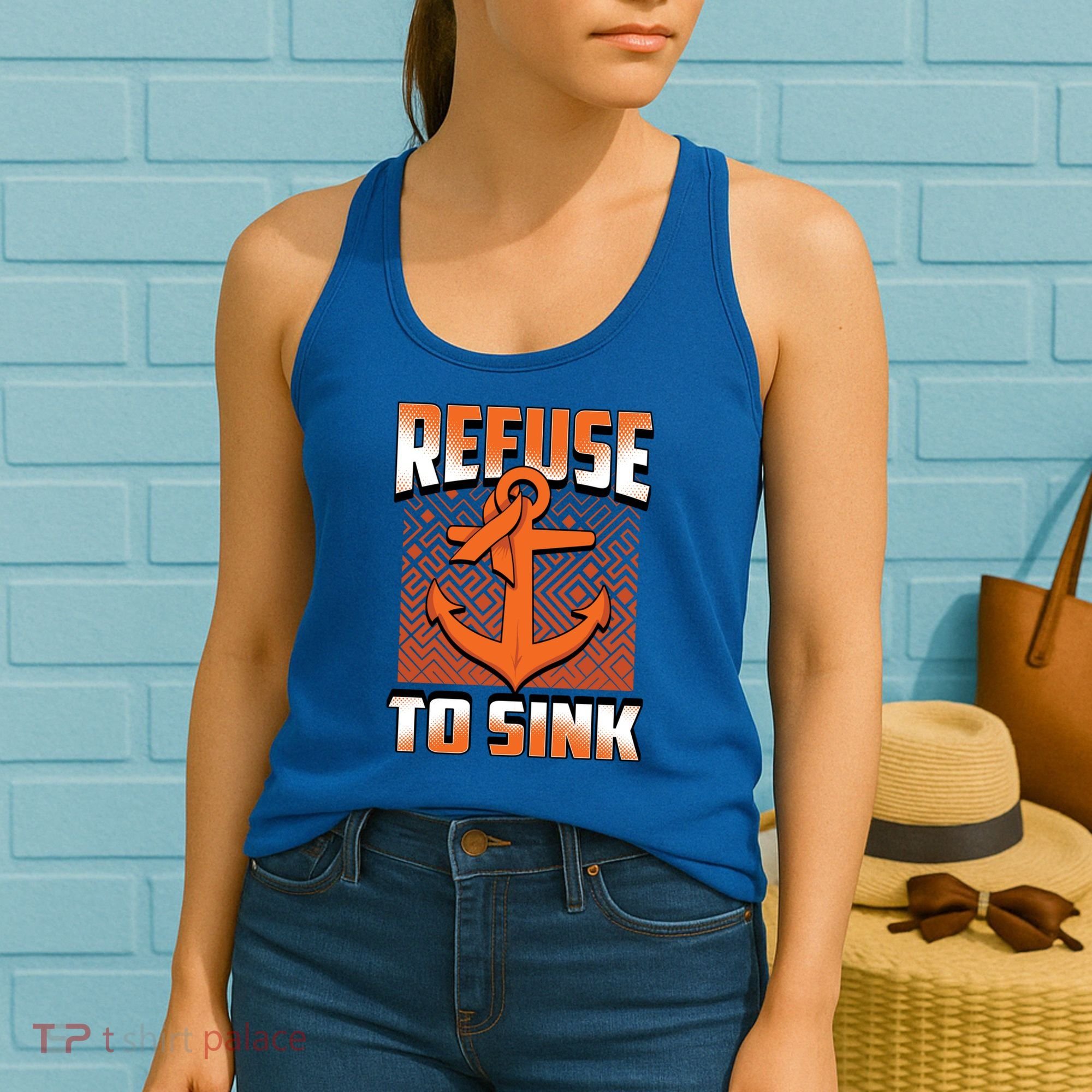 Refuse To Sink Leukemia Cancer Awareness Ribbon Funny Gift Women's Tank Top