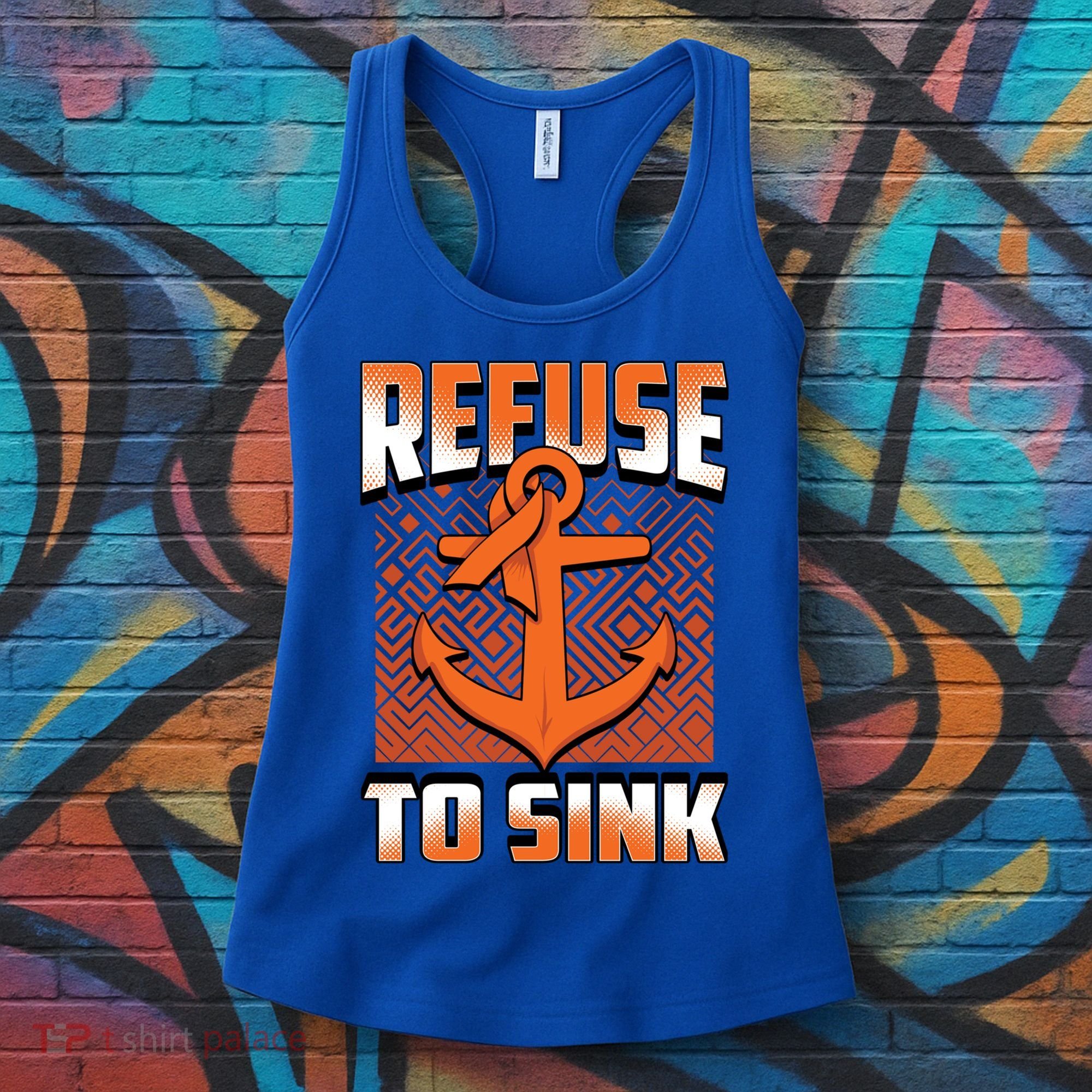 Refuse To Sink Leukemia Cancer Awareness Ribbon Funny Gift Women's Tank Top