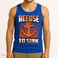 Refuse To Sink Leukemia Cancer Awareness Ribbon Funny Gift Tank Top thumb 3