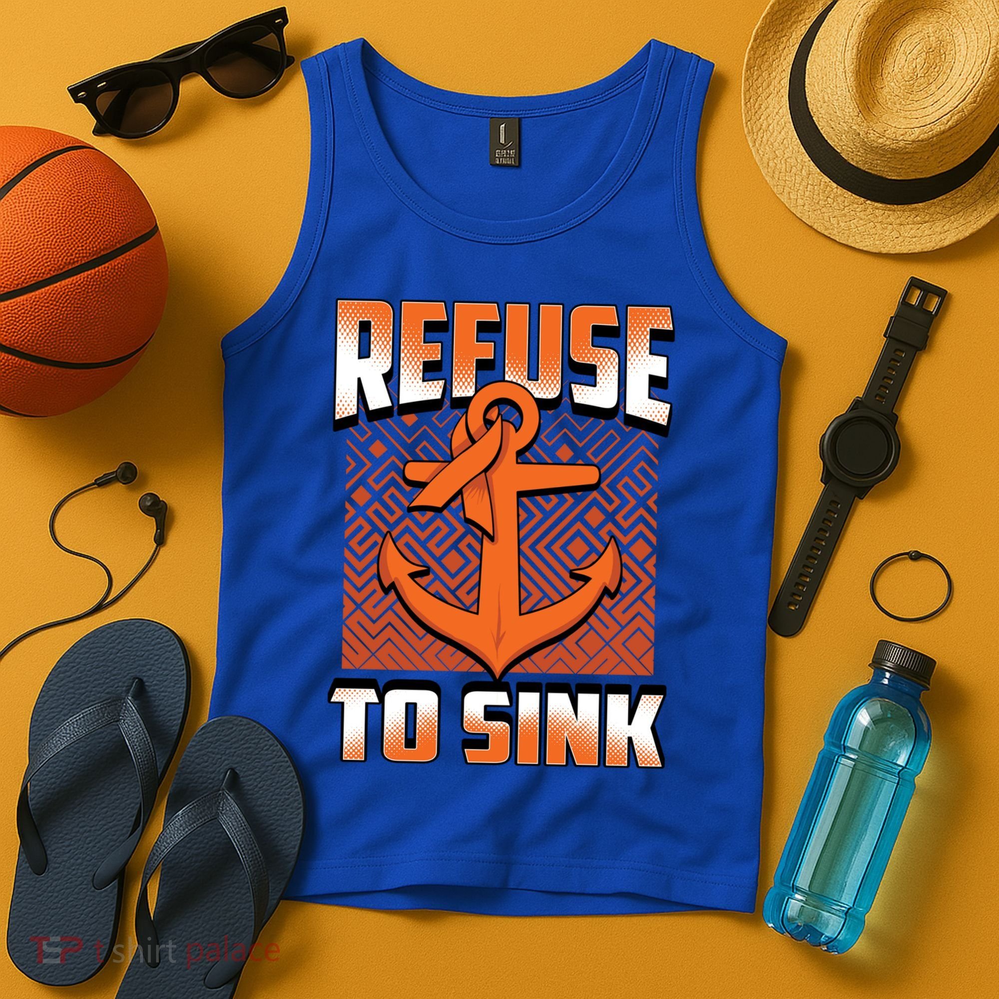 Refuse To Sink Leukemia Cancer Awareness Ribbon Funny Gift Tank Top