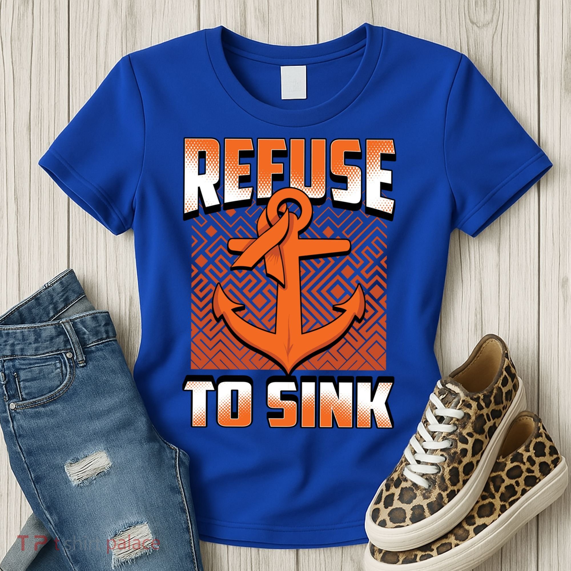 Refuse To Sink Leukemia Cancer Awareness Ribbon Funny Gift Women's T-Shirt