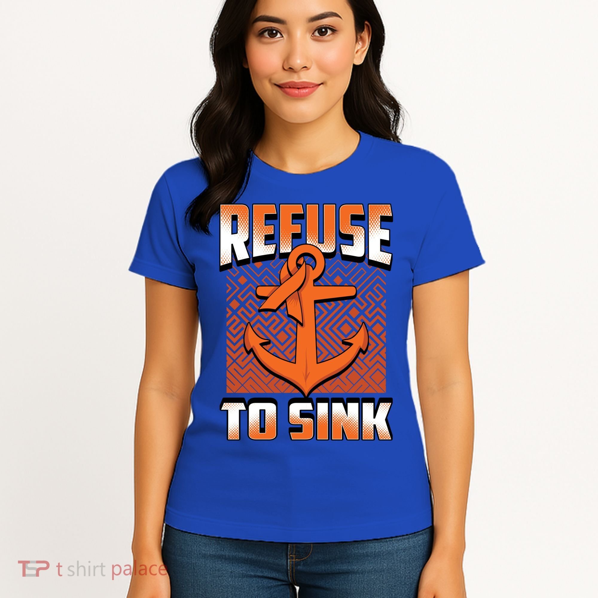 Refuse To Sink Leukemia Cancer Awareness Ribbon Funny Gift Women's T-Shirt