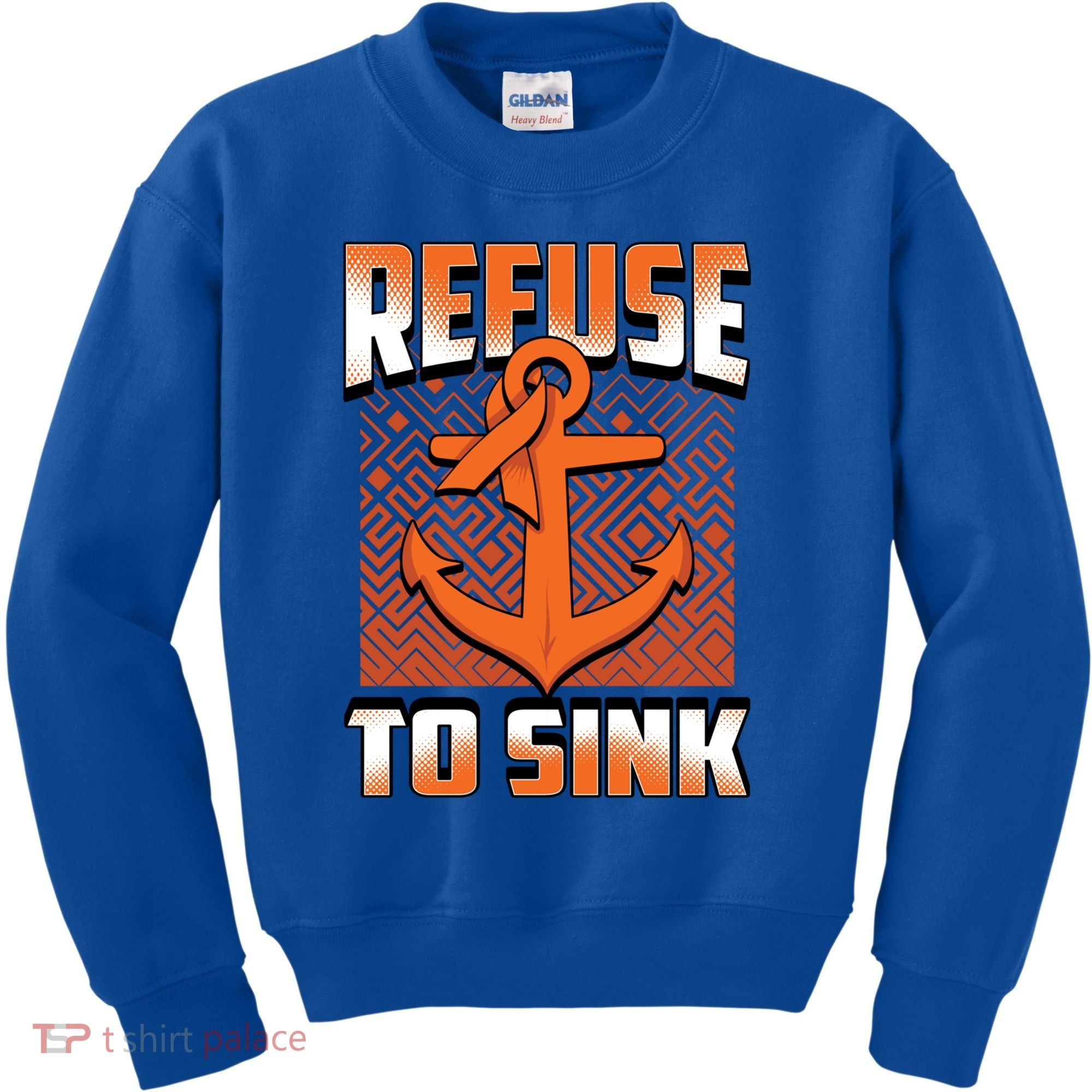 Refuse To Sink Leukemia Cancer Awareness Ribbon Funny Gift Kids Sweatshirt