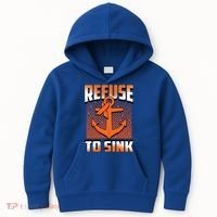 Refuse To Sink Leukemia Cancer Awareness Ribbon Funny Gift Kids Hoodie thumb 0