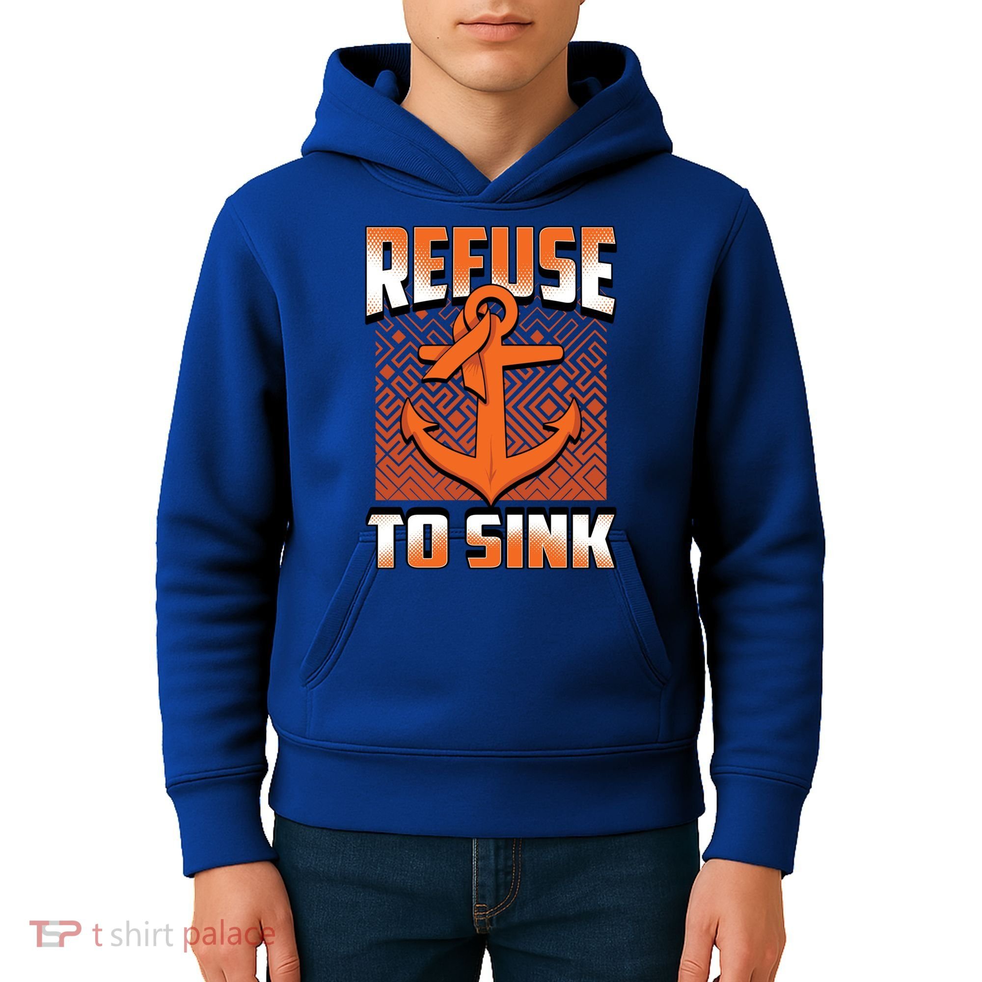Refuse To Sink Leukemia Cancer Awareness Ribbon Funny Gift Kids Hoodie
