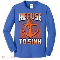 Refuse To Sink Leukemia Cancer Awareness Ribbon Funny Gift Kids Long Sleeve Shirt thumb 0