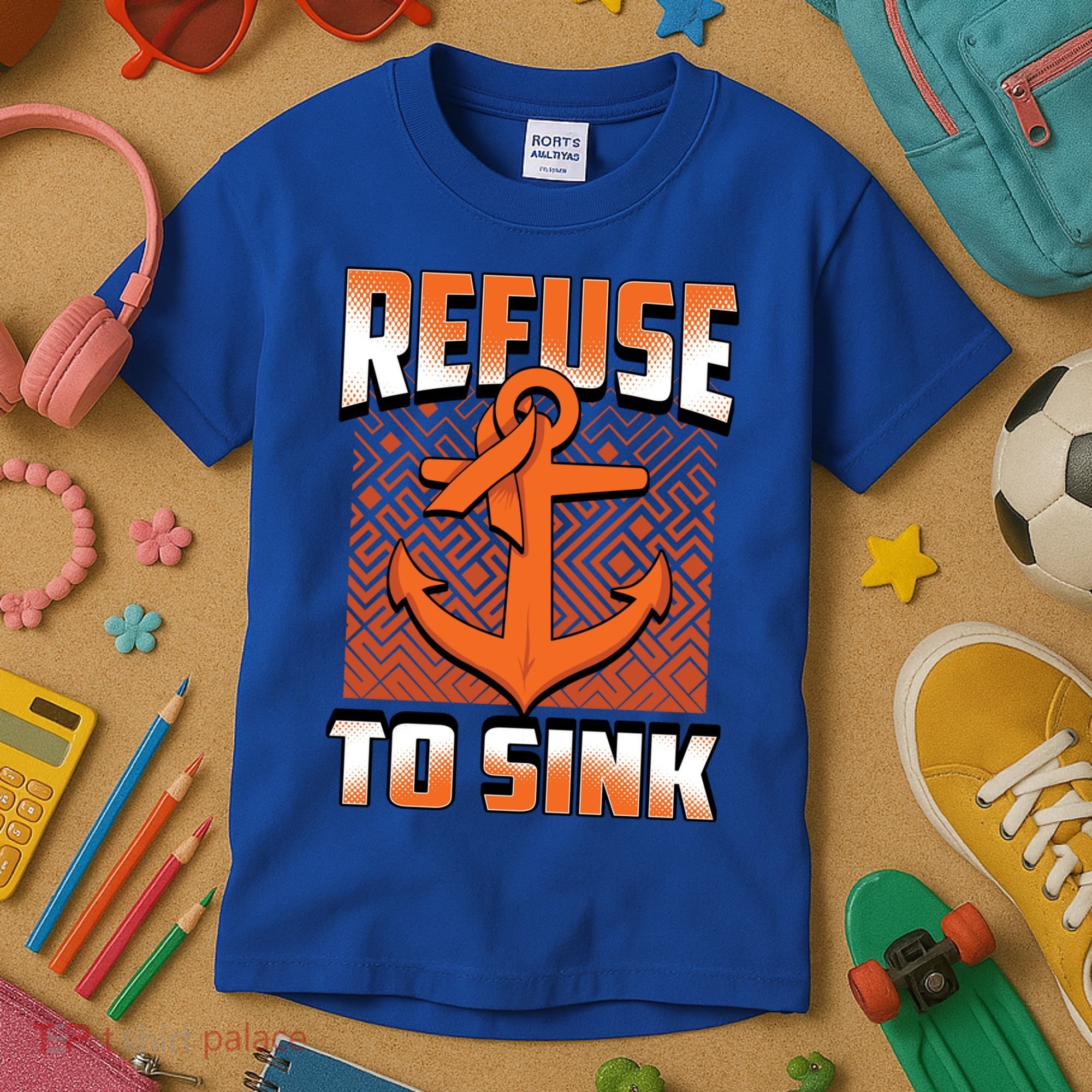 Refuse To Sink Leukemia Cancer Awareness Ribbon Funny Gift Kids T-Shirt