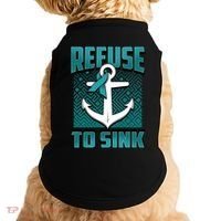 Refuse To Sink Ovarian Cancer Awareness Ribbon Funny Gift Great Gift Doggie Tank thumb 0