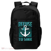 Refuse To Sink Ovarian Cancer Awareness Ribbon Funny Gift Great Gift Backpack thumb 0