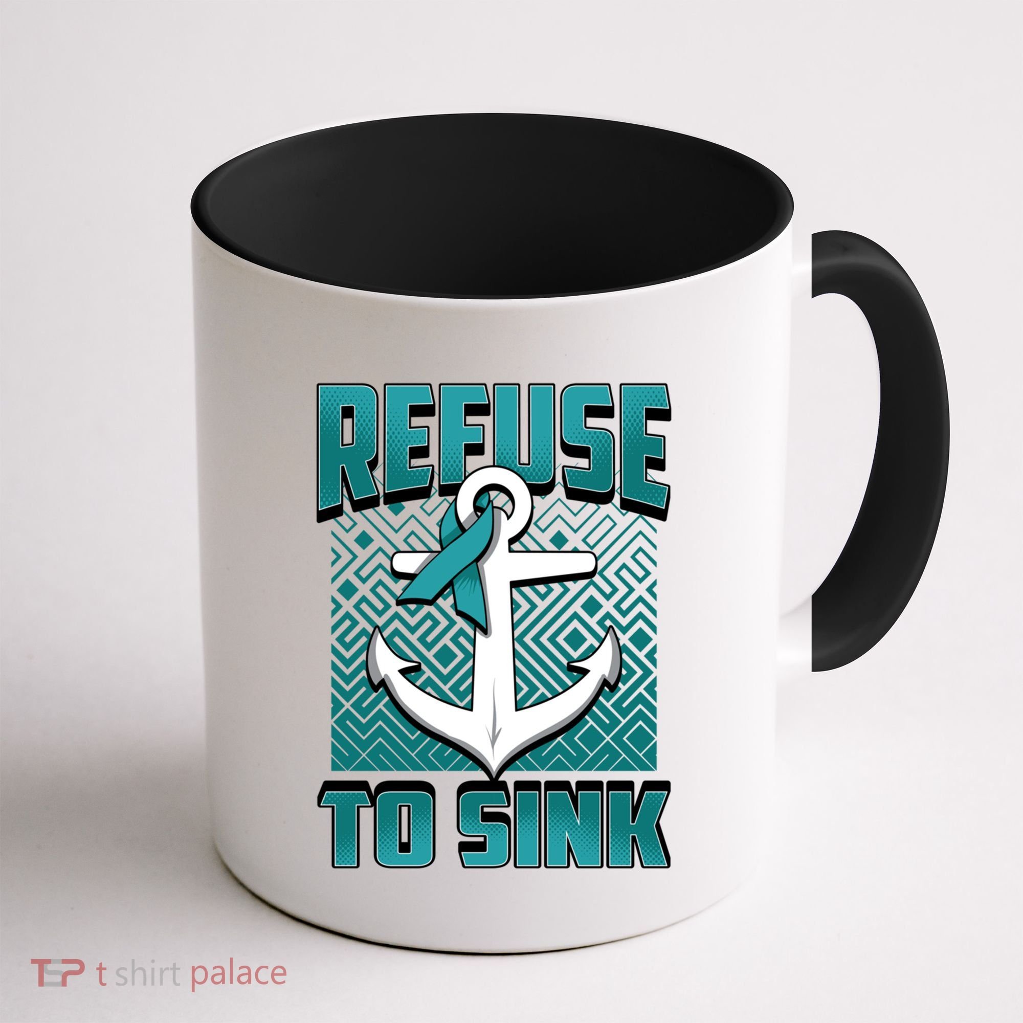 Refuse To Sink Ovarian Cancer Awareness Ribbon Funny Gift Great Gift Coffee Mug