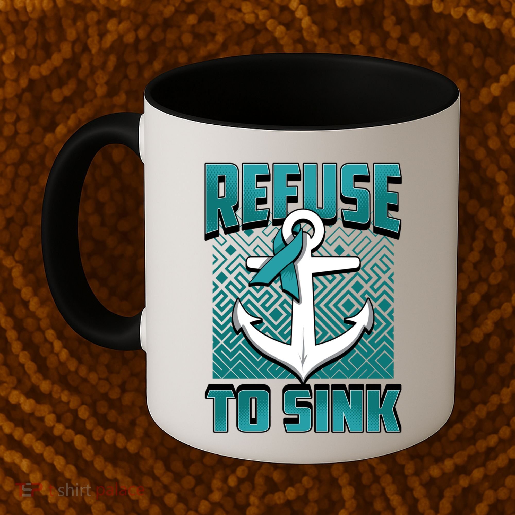 Refuse To Sink Ovarian Cancer Awareness Ribbon Funny Gift Great Gift Coffee Mug