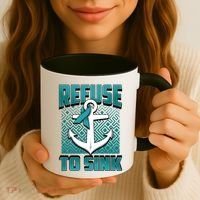 Refuse To Sink Ovarian Cancer Awareness Ribbon Funny Gift Great Gift Coffee Mug thumb 3