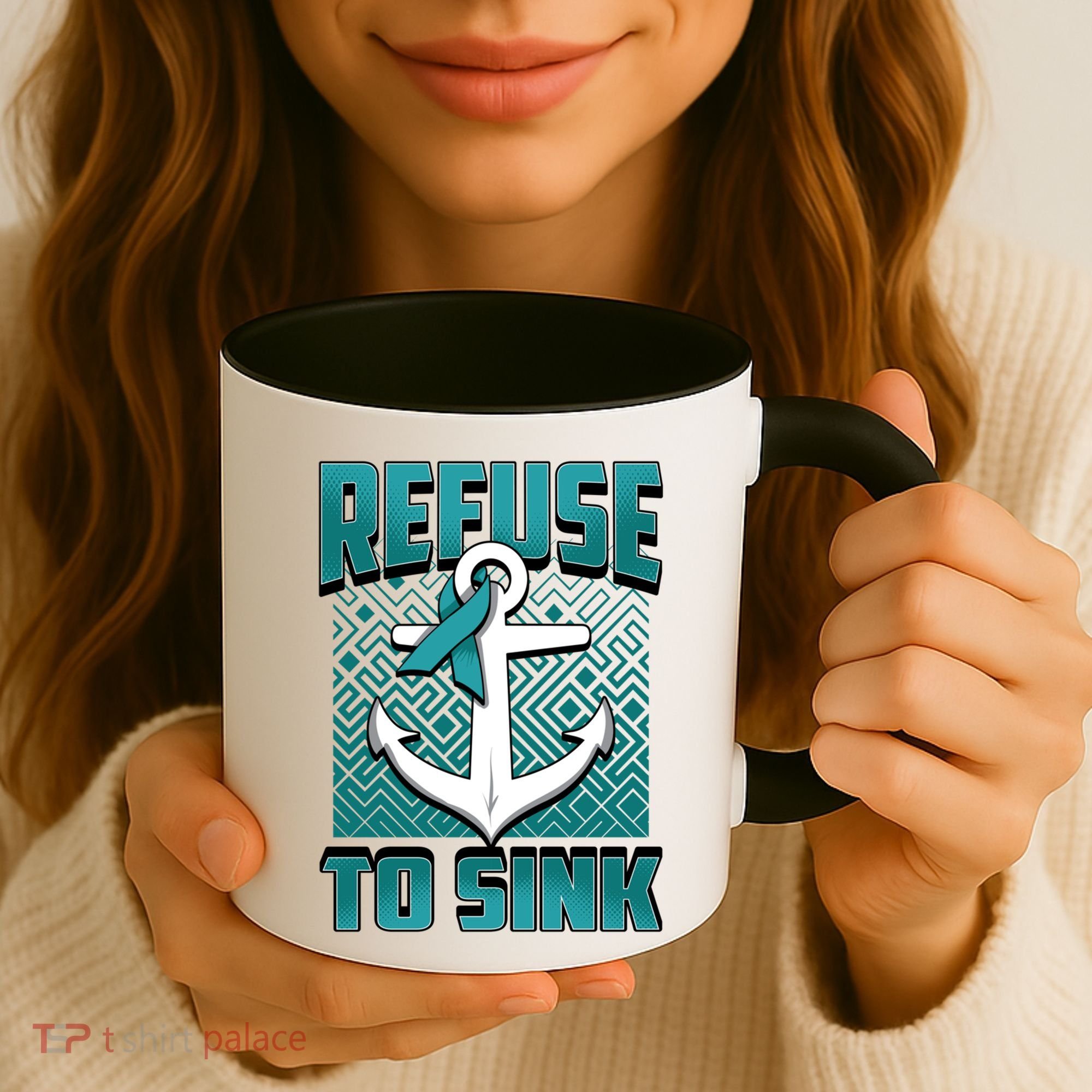 Refuse To Sink Ovarian Cancer Awareness Ribbon Funny Gift Great Gift Coffee Mug