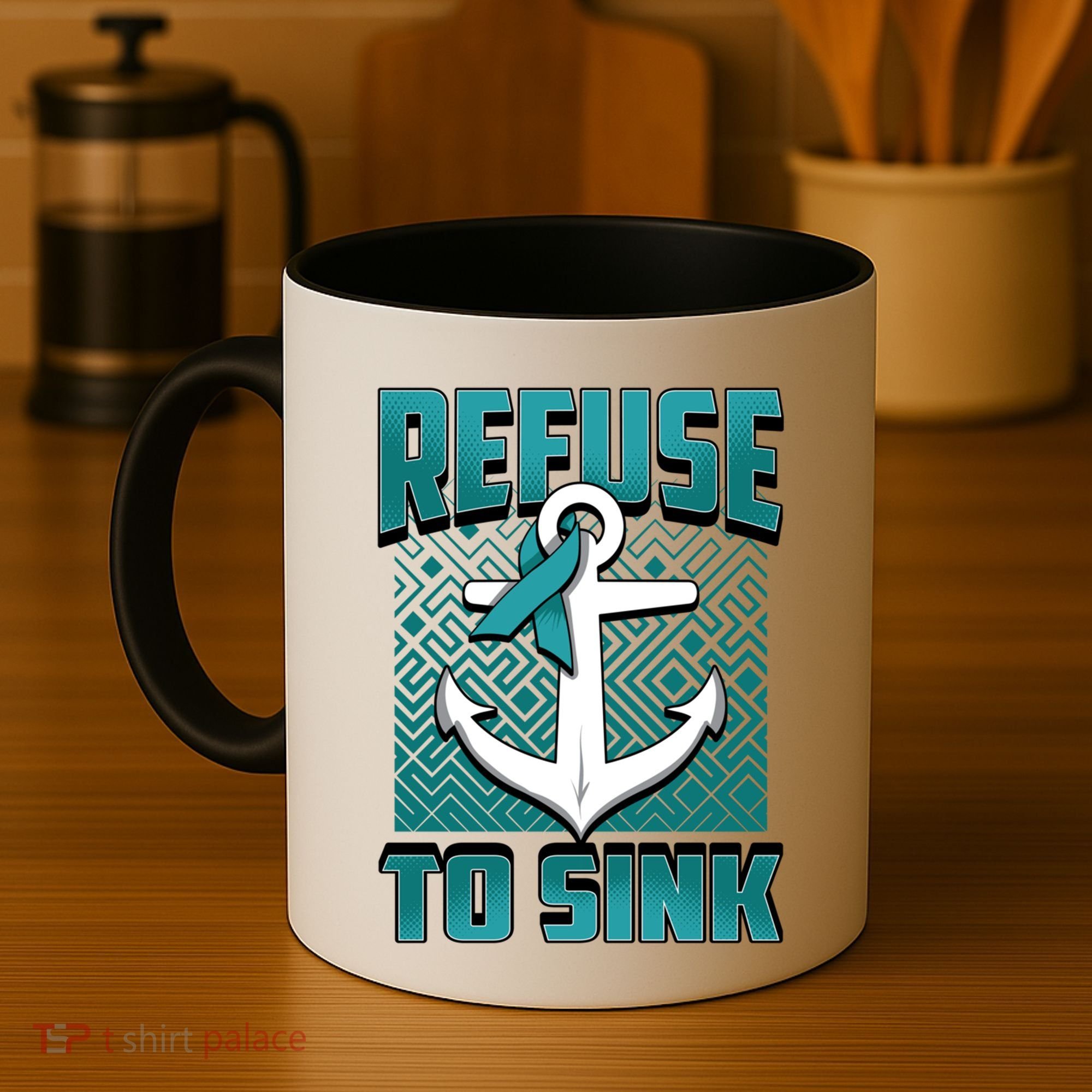 Refuse To Sink Ovarian Cancer Awareness Ribbon Funny Gift Great Gift Coffee Mug
