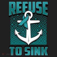 Refuse To Sink Ovarian Cancer Awareness Ribbon Funny Gift Great Gift Beanie thumb 2