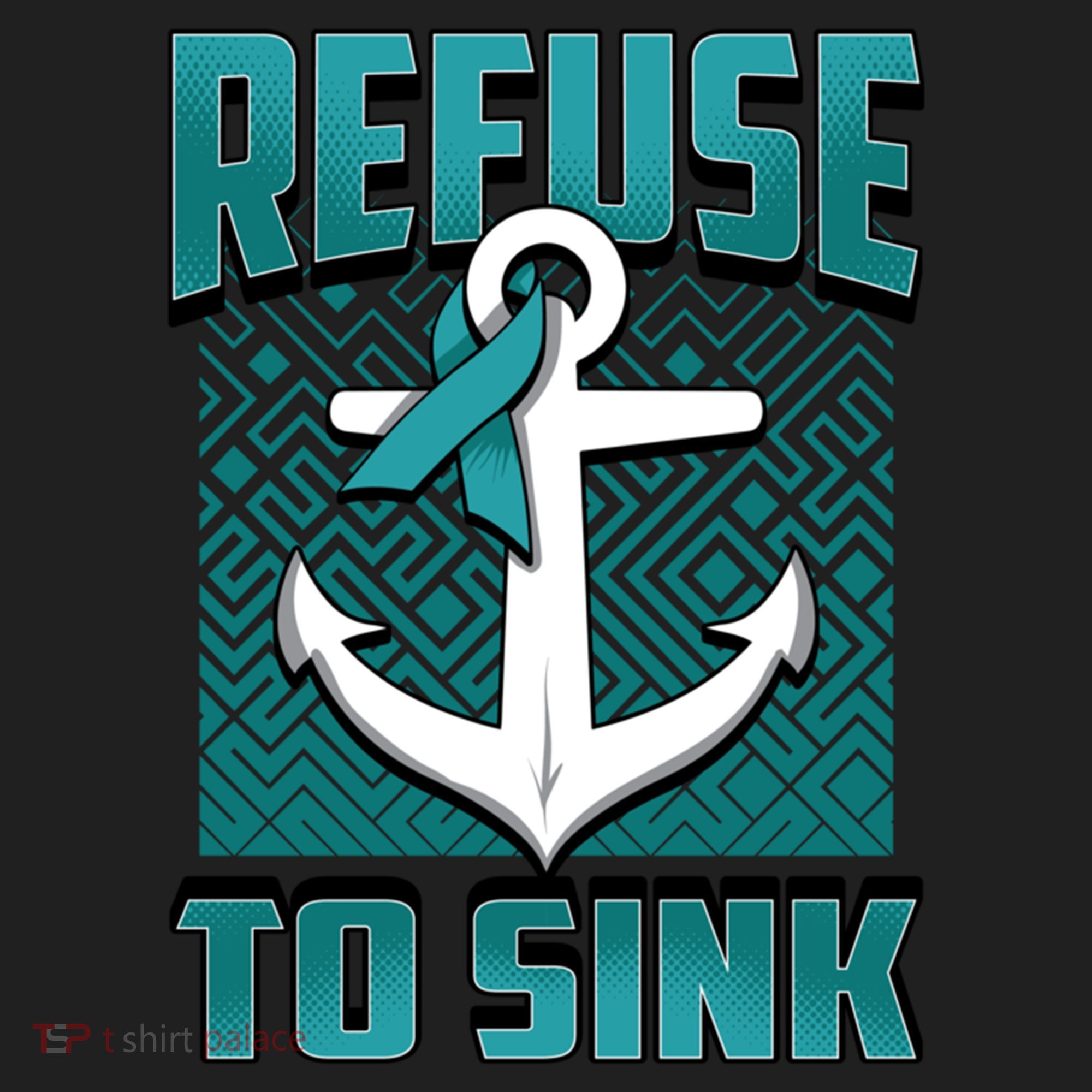 Refuse To Sink Ovarian Cancer Awareness Ribbon Funny Gift Great Gift Beanie