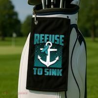 Refuse To Sink Ovarian Cancer Awareness Ribbon Funny Gift Great Gift Golf Towel thumb 2