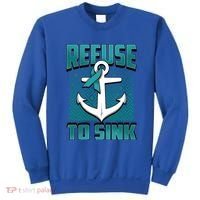 Refuse To Sink Ovarian Cancer Awareness Ribbon Funny Gift Great Gift Sweatshirt thumb 0