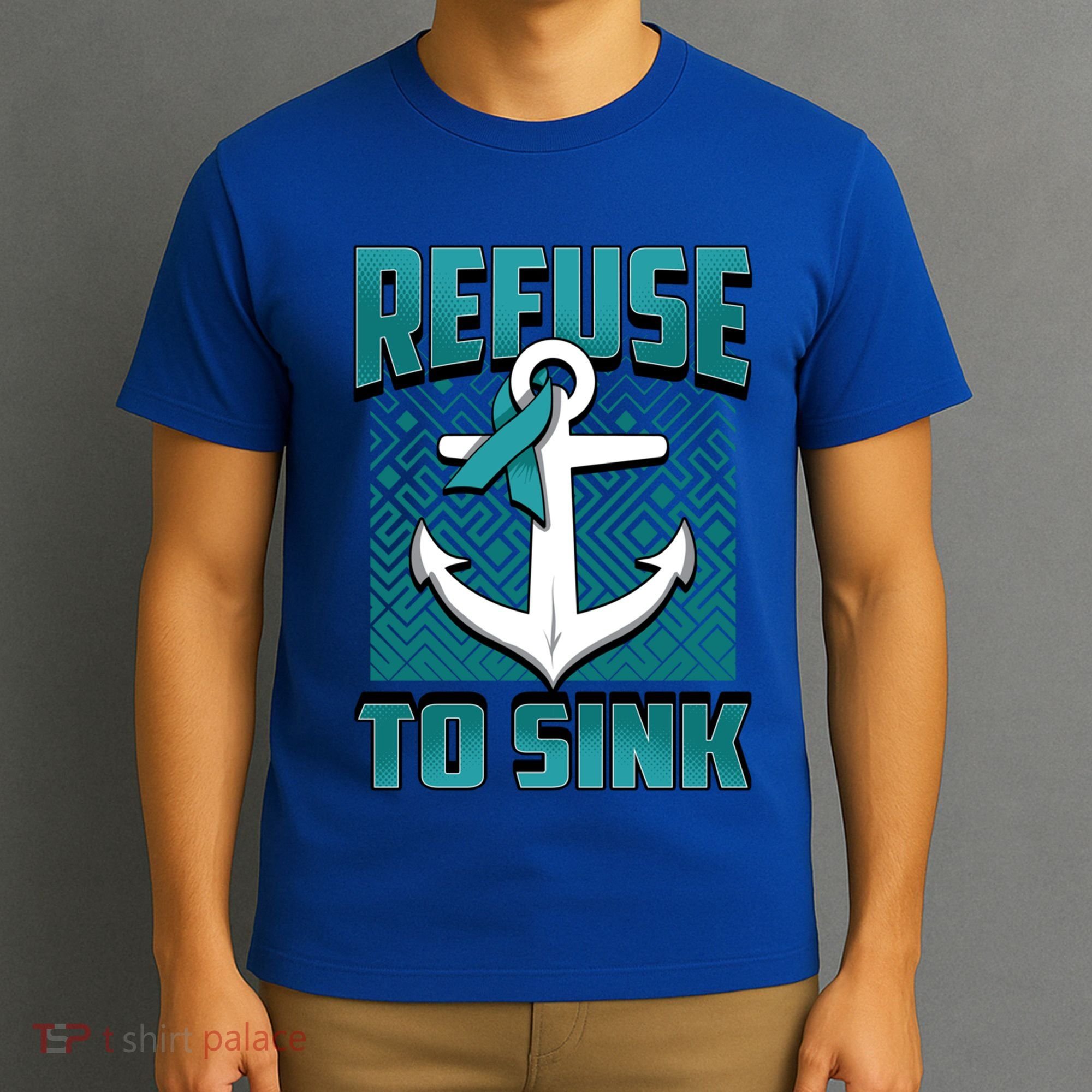 Refuse To Sink Ovarian Cancer Awareness Ribbon Funny Gift Great Gift T-Shirt