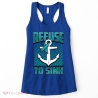 Refuse To Sink Ovarian Cancer Awareness Ribbon Funny Gift Great Gift Women's Tank Top thumb 0