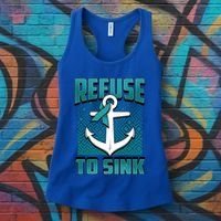 Refuse To Sink Ovarian Cancer Awareness Ribbon Funny Gift Great Gift Women's Tank Top thumb 3