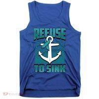 Refuse To Sink Ovarian Cancer Awareness Ribbon Funny Gift Great Gift Tank Top thumb 0