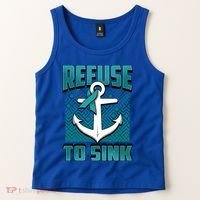 Refuse To Sink Ovarian Cancer Awareness Ribbon Funny Gift Great Gift Tank Top thumb 2