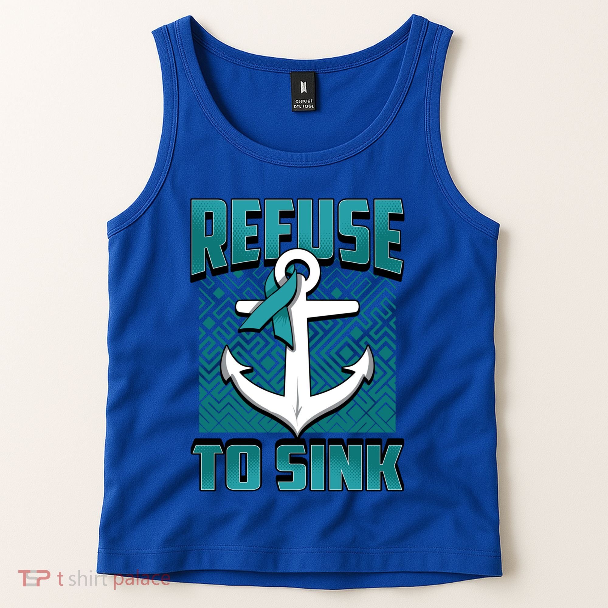 Refuse To Sink Ovarian Cancer Awareness Ribbon Funny Gift Great Gift Tank Top