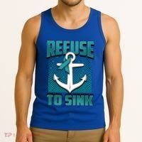 Refuse To Sink Ovarian Cancer Awareness Ribbon Funny Gift Great Gift Tank Top thumb 3