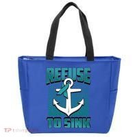 Refuse To Sink Ovarian Cancer Awareness Ribbon Funny Gift Great Gift Tote Bag thumb 0