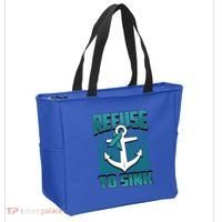 Refuse To Sink Ovarian Cancer Awareness Ribbon Funny Gift Great Gift Tote Bag thumb 2