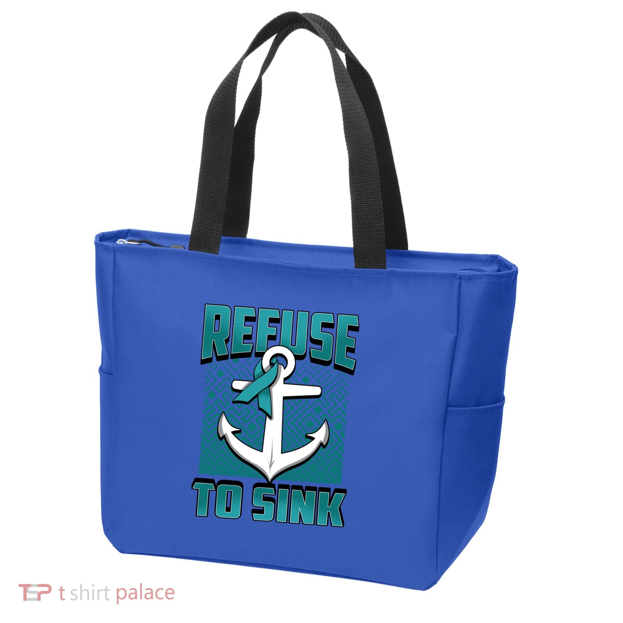 Refuse To Sink Ovarian Cancer Awareness Ribbon Funny Gift Great Gift Tote Bag