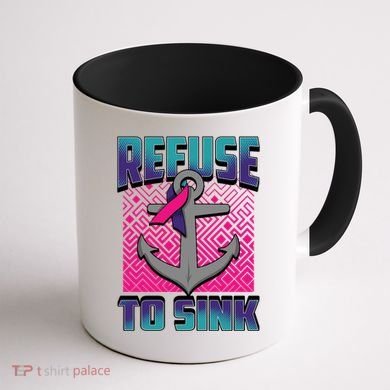 Refuse To Sink Thyroid Cancer Awareness Ribbon Funny Gift Funny Gift Coffee Mug back
