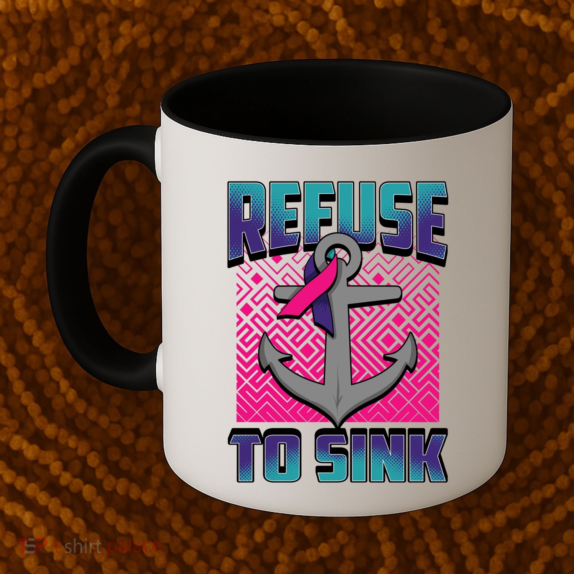 Refuse To Sink Thyroid Cancer Awareness Ribbon Funny Gift Funny Gift Coffee Mug